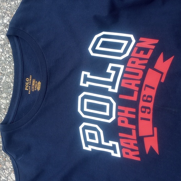 POLO Ralph Lauren 1967 Logo Navy T Shirt Size L Classic Fit EUC - Picture 2 of 4